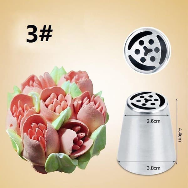 Sprøjtedyser - Rustfrit stål - Russisk - Blomster - Sæt med 7 dele til engangssprøjtepose