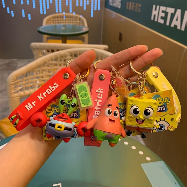IC e Cartoon SpongeBob SquarePants Hängsmycke Kawaii Nyckelring Hållare E