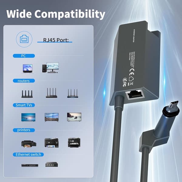 Starlink Ethernet-adapter - Eksternt kablet bredbåndsnetværk til Starlink V2/Gen 2 satellitinternet
