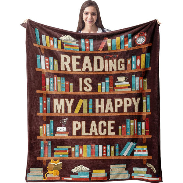 IC Bokälskare presentfilt - Bibliotekarie Present täckt filt 101,60 cm x 127,00 cm - Reading Lovers bokklubbspresenter