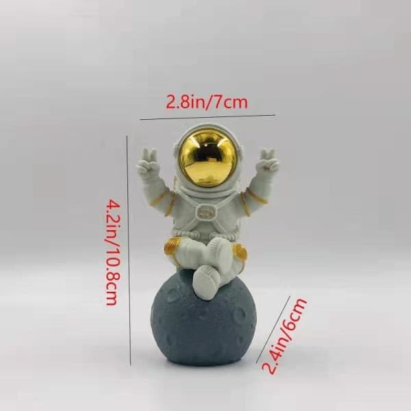IC Vit hylledekorasjon, Skrivebordsdekorasjon, Søt romfigurpynt (gull/hvit stor astronautstatuett)