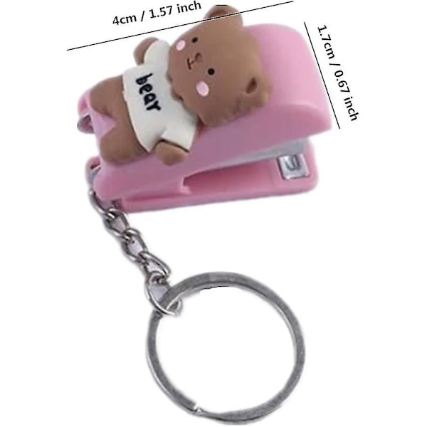 Portable Mini Stapler with Keychain, Rabbit Stapler Set with Cute Bear Case Keychain