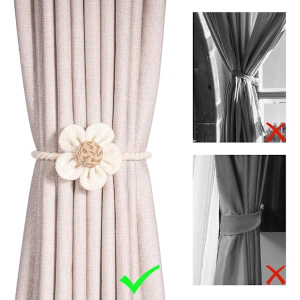 Magnetic Curtain Tiebacks 2 Pcs, Camellia Curtain Clips Compatible with Curtains Boho D