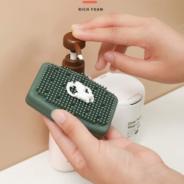 IC 2-i-1 silikone kropsskrubber til våd- eller tørbørstning, blød konsistens