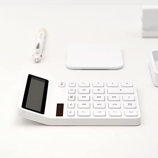 IC Skrivbordsräknare Skrivbordsräknare, 12-siffrig kontorskalkylator med stor LCD-skärm, stor känslig knapp (färg: vit)