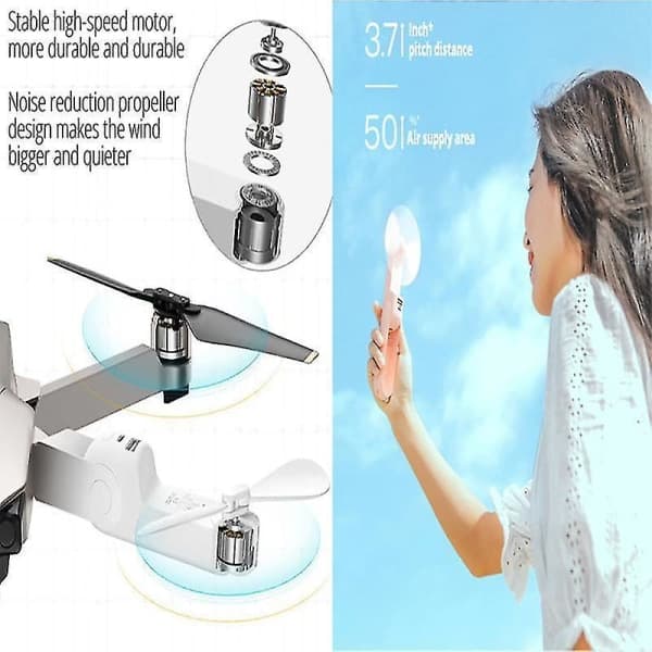 IC Mini Bærbar Ventilator Varig Lydløs Foldbar USB Opladbar