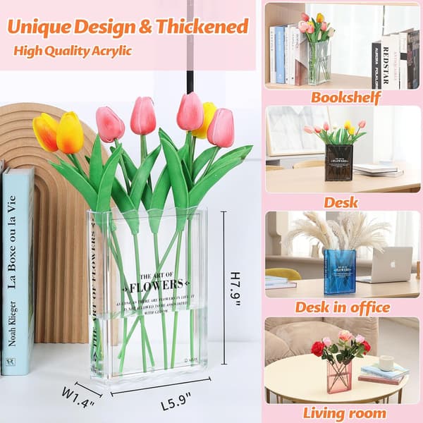 Bogvase til blomster - Transparent akryl - Bogreoldekoration - Unik gave