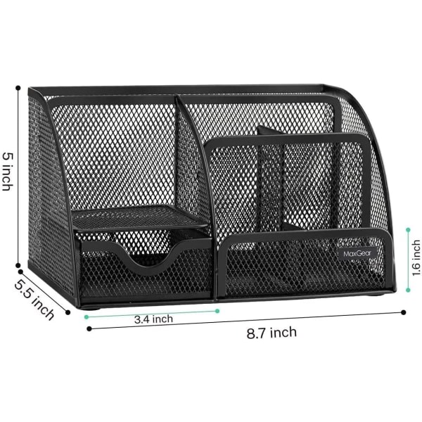 IG Mesh Desk Organizer Office Desktop Organizer med låda, metalli