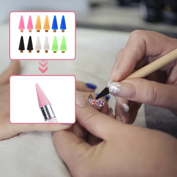 12 Pcs Nail Dotting Pen Point Drill Wax Head Rhinestone Pen Replacement