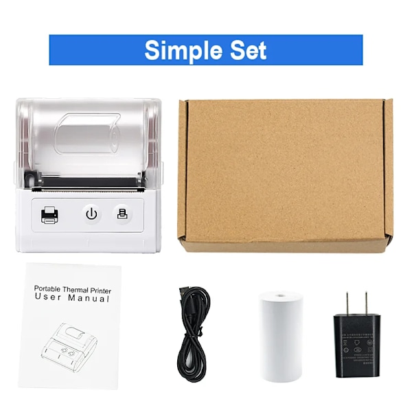 58mm mini lomme termisk kvitteringsprinter bærbar trådløs Bluetooth mobil billetprinter Android IOS Windows termisk impresora hvid