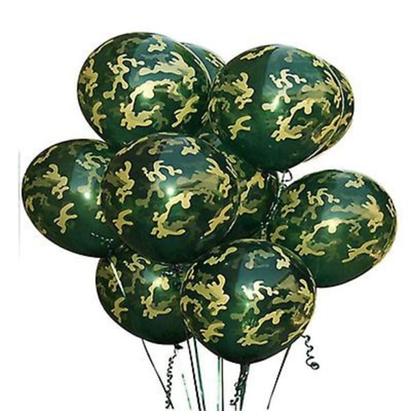 IC 10 st kamouflage-tema födelsedagsfest dekorasjonsballonger