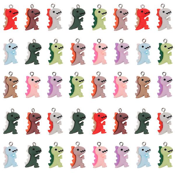 50 stk Dinosaurie Charms Harpiks Dinosaurie Dekorationer DIY Smykker IC