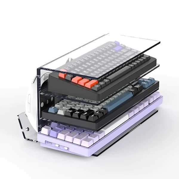 Elegant Acrylic Keyboard Mouse Shelf 3-Tier Keyboard Storage Rack Holder