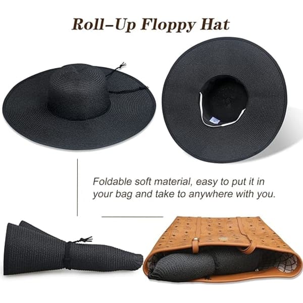 IC Kvinders Solhat med Bred Bræt UPF50 Halm Sommerhat Floppy Strandhat Rulbar