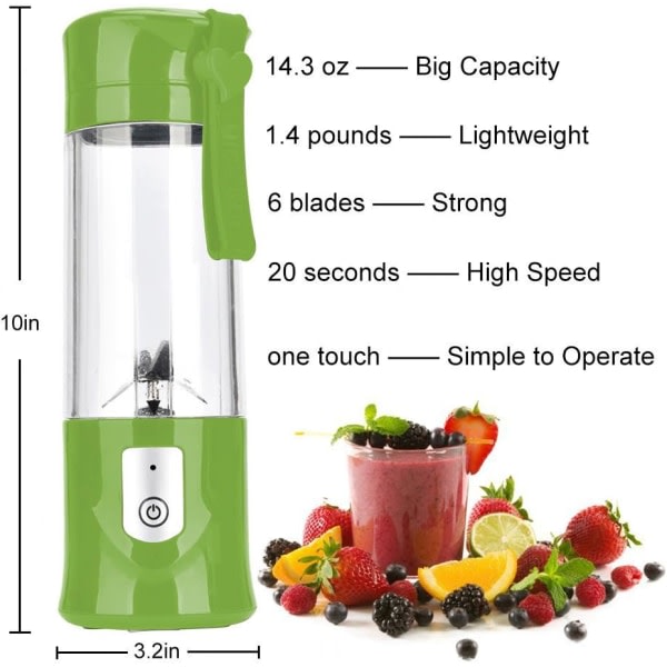IC Bärbar USB Laddningsbar Blender, Blender för Smoothies, Milkshakes, Juicer, Bärbar Blender