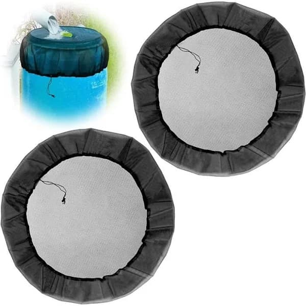 2-pack regntunnenät, 95 cm justerbart regnvattenuppsamlingsfilter med dragsko för utomhustunnor, svart