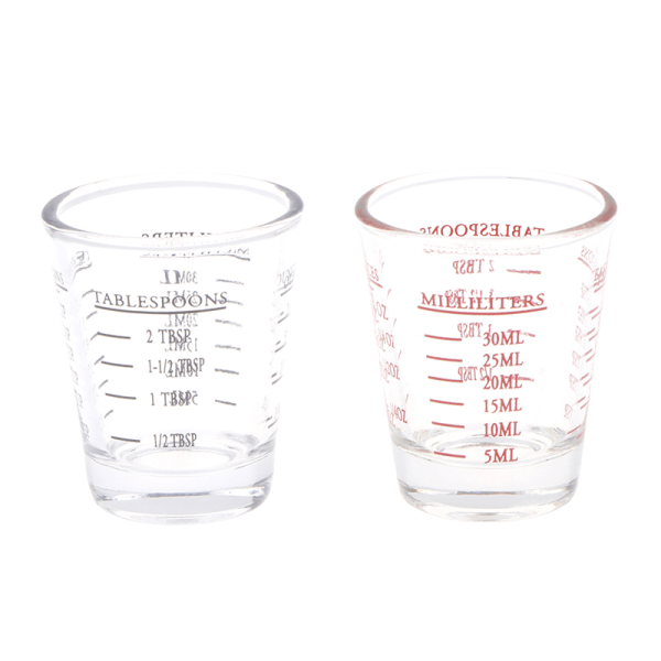 IC 1 stk 30 ML Glasmålebeger med Skala Shotglas Flydende Glas Rød 30ml