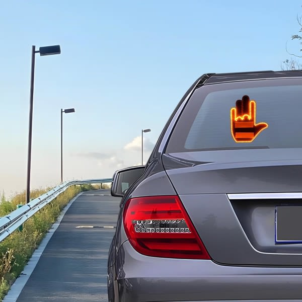 Mellanfingerbilljus, Road Rage LED-skylt for bil, Glogesturhandljus, Lyser opp langfinger for bilvindu med fjernkontroll, lastbilstillbehör B