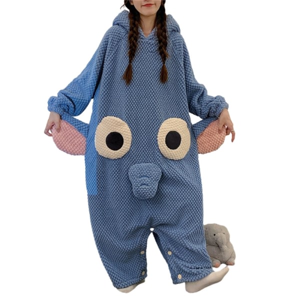 Elephant Onesie Pyjamas Unisex Animal Onesie Pyjamas One Piece Cosplay Outfits Kostymer Blue M
