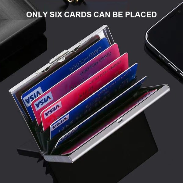 IC Kreditkortshållare, mini aluminium plånbok metall hårt etui, sølv+ rosegull+ speil sølv