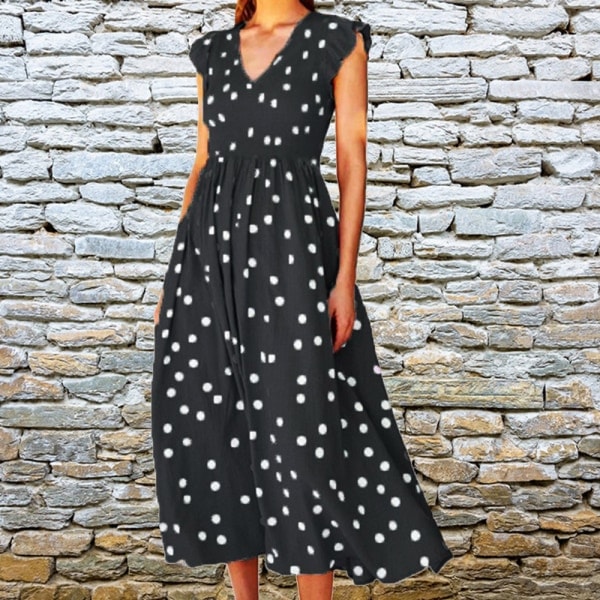 IC Dam V-ringad blommig print spaghetti rem lång Maxi sommar XXXL