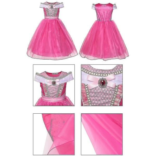 IC Prinsesse Klesopp Dress Up Flickor Törnrosa Aurora Cosplay Kostyme Halloween Party Barn Off Shoulder Jul