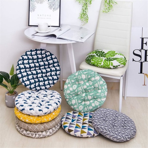IC Pyöreät tuolinpäällysteet, puuvilla- ja pellavapäällysteet sisä- ja ulkokäyttöön (aaltoilevat raidat, halkaisija 40 cm)