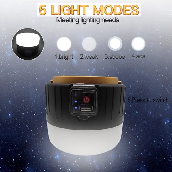 IC USB genopladelig LED campinglampe, solcellelampe, 5200 mA