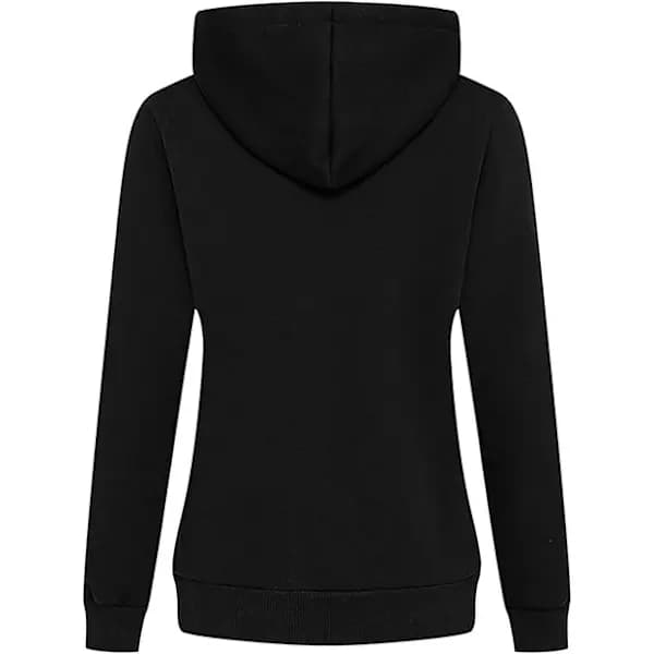 Dam-hoodie med sherpafleecefoder och dragkedja, avslappnad varm tjock vinterjacka med fickor för höst och utomhusbruk, svart