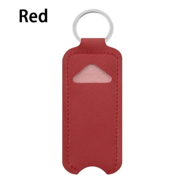 Leather Case Lip Balm Holder Keychain Holder Lipstick Keychain Bag Red Red