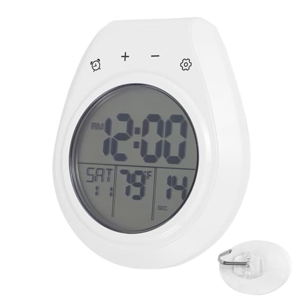 Vattentät Digital Duschklocka, Badrumstimer, Digital Köksväggklocka, LCD-Display, 12/24 Timmars Format