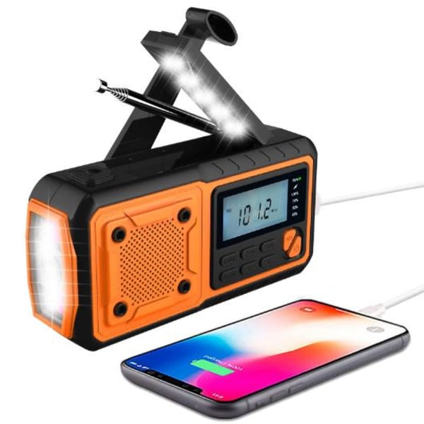 Vevradio 4000mAh Powerbank med LCD-skärm, solceller, ficklampa - WELLNGS
