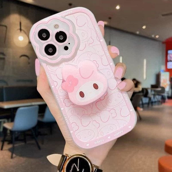 IC Yhteensopiva iPhone 14 Pro:n kanssa - Kotelo Söpö Kawaii Cartoon Anime Söpö TPU-pehmeä kotelo kädensijan kanssa Söpö 6,1 kotelo (vaaleanpunainen)