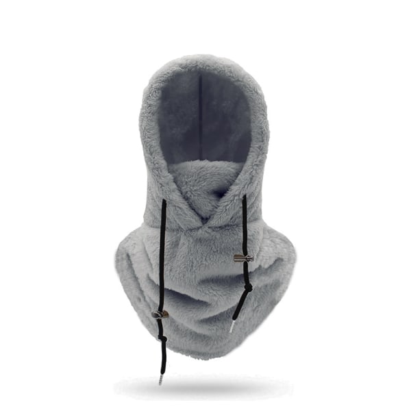 Sherpa Hood Ski Mask Vinter Balaclava Kaldt vær Vindtett Justerbar Varm Hette Deksel Hatt Caps Halsduk Grå