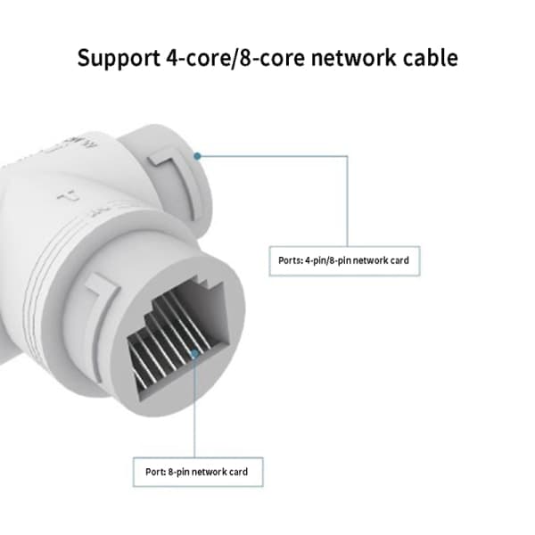 IC POE Splitter 2 i 1 netværkskabelstik Trevejs RJ45-forbindelse
