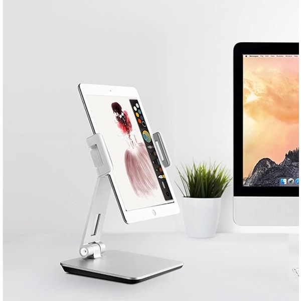 IC Justerbar tablettfäste, håller en hylla för stationär aluminiumdator matkapuhelin, stationär (Merkki: White-Fruit Peach5)