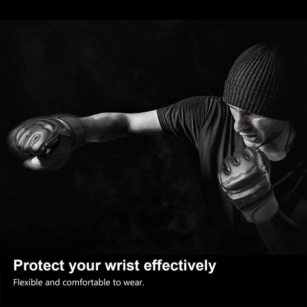 IC Bokseposeboksning Kampsports MMA Sparring Grappling Muay Thai Taekwondo Træning PU Læder Håndledsbind Handsker - Sort - M