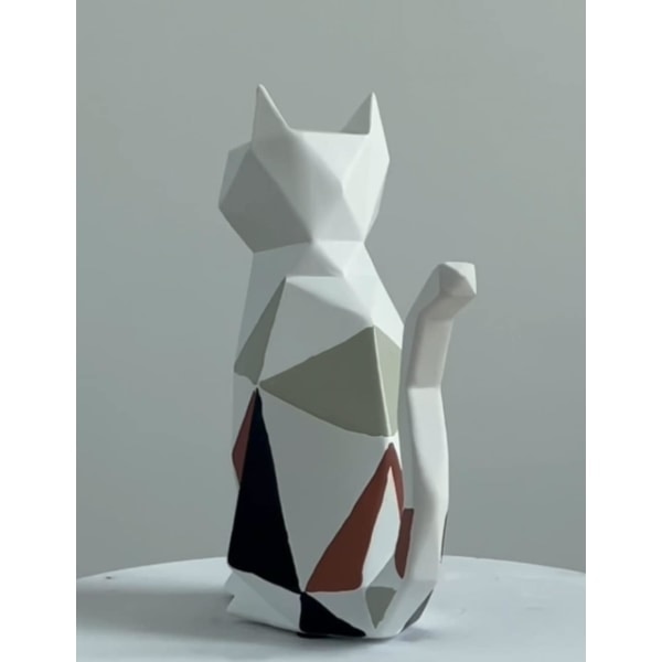 IC Katteskulptur Statue Geometrisk Figur Dekoration Polyresin Kunst Præsentation 7,3 tommer