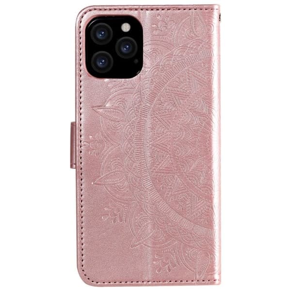 iPhone 12 Pro Max - Mandala Læder Etui - Rosaguld Rosaguld Rosaguld
