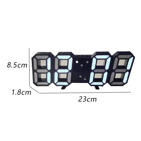 IC Digitaalinen seinäkello LED elektroninen herätyskello 3D digitaalinen kello Valkoinen
