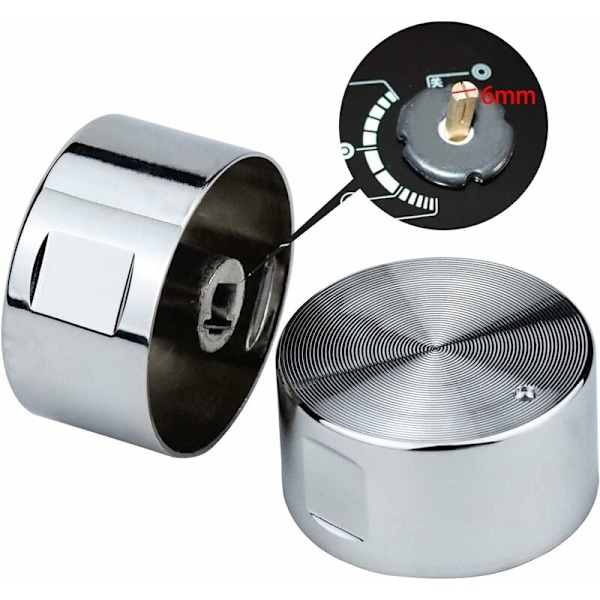6 stk. 6 mm Universal Gaskomfur Knapper Komfur Ovn Kogeplade Kontrolkontakt Kontrolknapper Ovnkontakt Kogeplade Overflade Kontrolknapper