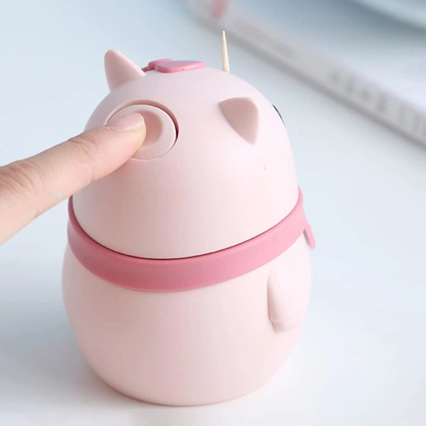 Automatic Toothpick Dispenser Cute Pig Shape Pop-Up Toothpick Holder Storage Box