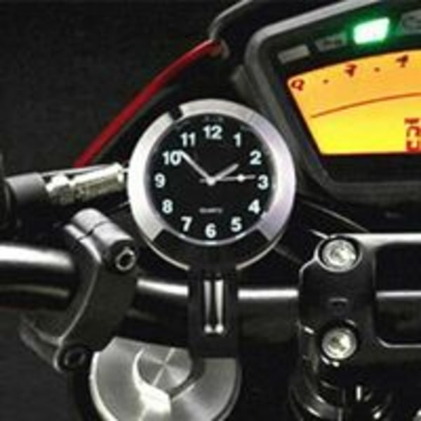 IC Motorcykelstyrklocka Mini Motorcykelklocka Watch Styrfäste Digital klocka 7/8 Vattentät (silver)