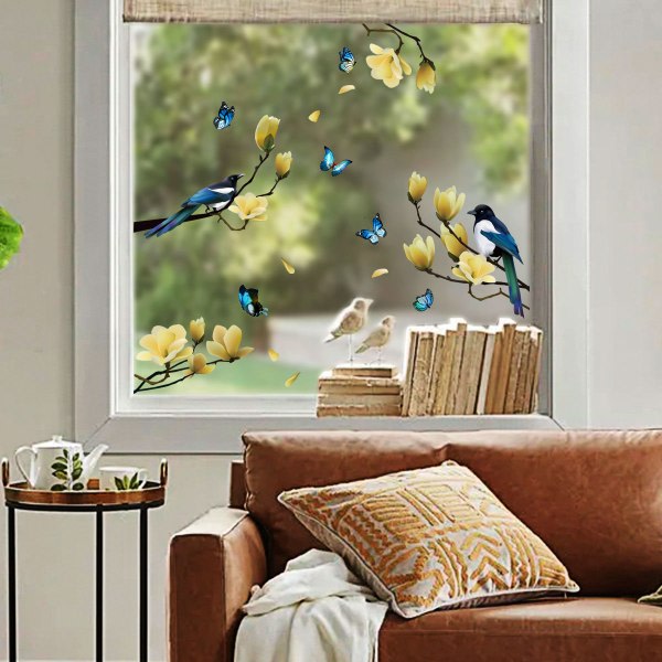 IC 2 set Statiskt fönster Clings Spring Flower Bird Butterfly Window