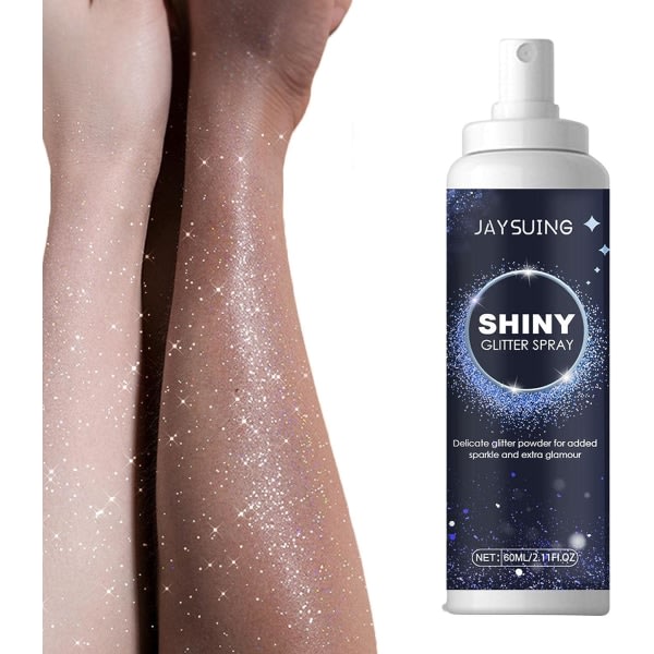 2-pack Glitterspray 60ml - Tillfällig glitterspray för hår och kropp Lätt kroppssminkglitter med gnistrande skimrande glöd