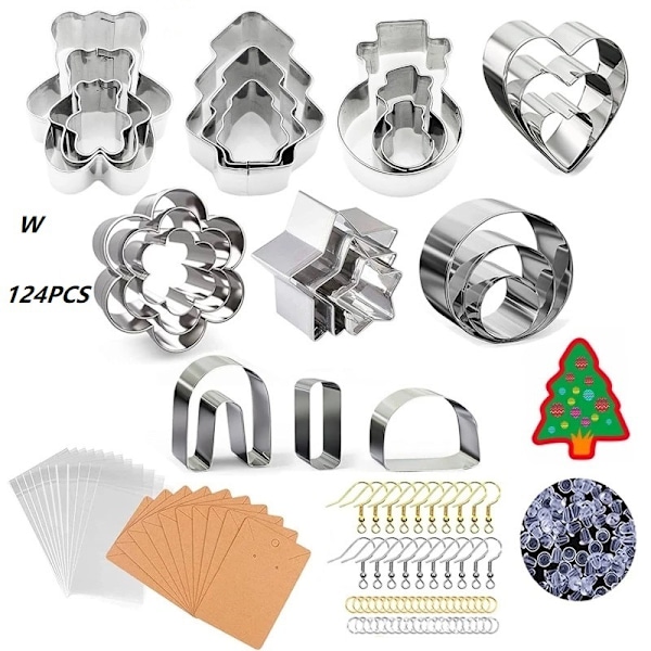 DIY leire øredobber smykker øredobber laging farget leire tilbehør med oppbevaringspose og bakside i papp W 124-piece set