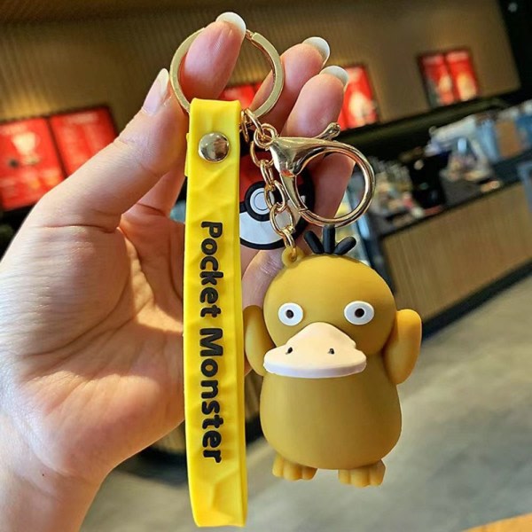 Mordely Anime Psyduck Nyckelring PVC Nyckelring Bag heng IC