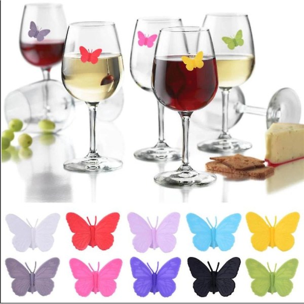 6st Butterfly Vinglas Identifier Vinglas Berlock Tag Drickkopp Mark Vinglas Marker Bar Tillbehör Märkning Tillbehör