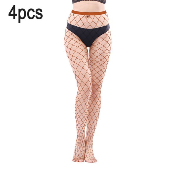 4-pack Hög midja nätstrumpbyxor Strumpor Dam, hög midja Karamellfärg