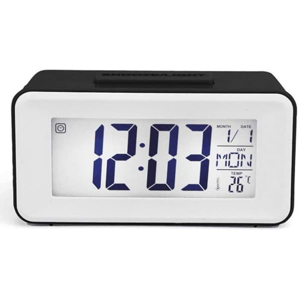 IC Digital LED-alarm Dato Temperatur Musik Batteridrevet, Sort